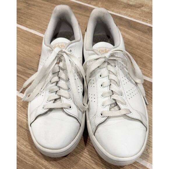ADIDAS Advantage Sneakers White w/ Metallic Details Size 8 - Picture 2 of 6
